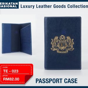 TE-023 Passport Case Blue 100% Caif Leather