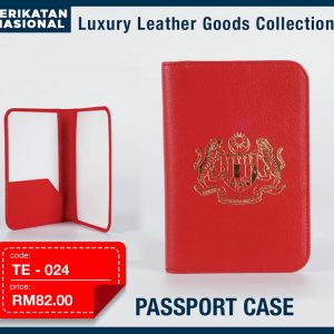 TE-024 Passport Case Red 100% Calf Leather