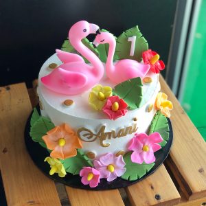 Custom Cake: Flamingo Flowers Cake