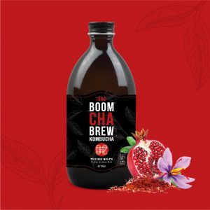 Boom Cha Brew Kombucha (Saffron Pomegranate)